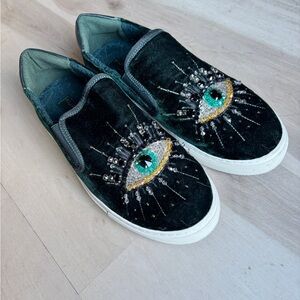 Kurt Geiger Greeb Velvet Embellished Eye Sneakers